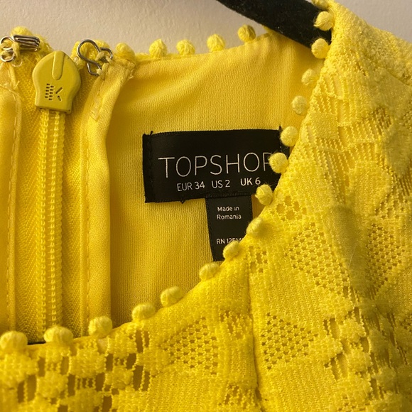Topshop Yellow 60’s Style Mini Dress - Picture 3 of 4